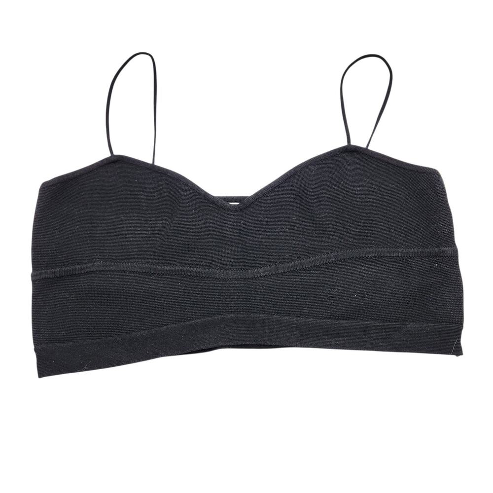 Gianni Bini Black Ribbed Knit Bralette Crop Top – Size Large